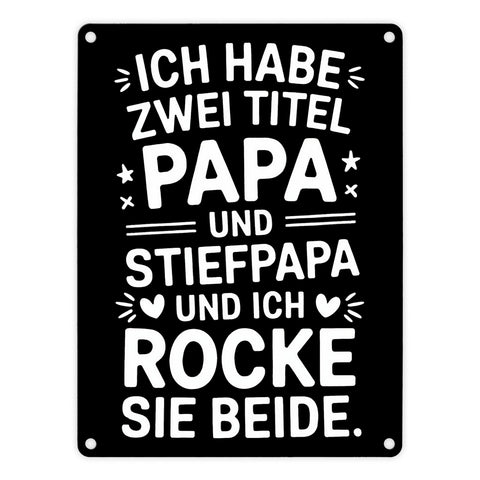 Papa und Stiefpapa Metallschild in 15x20 cm