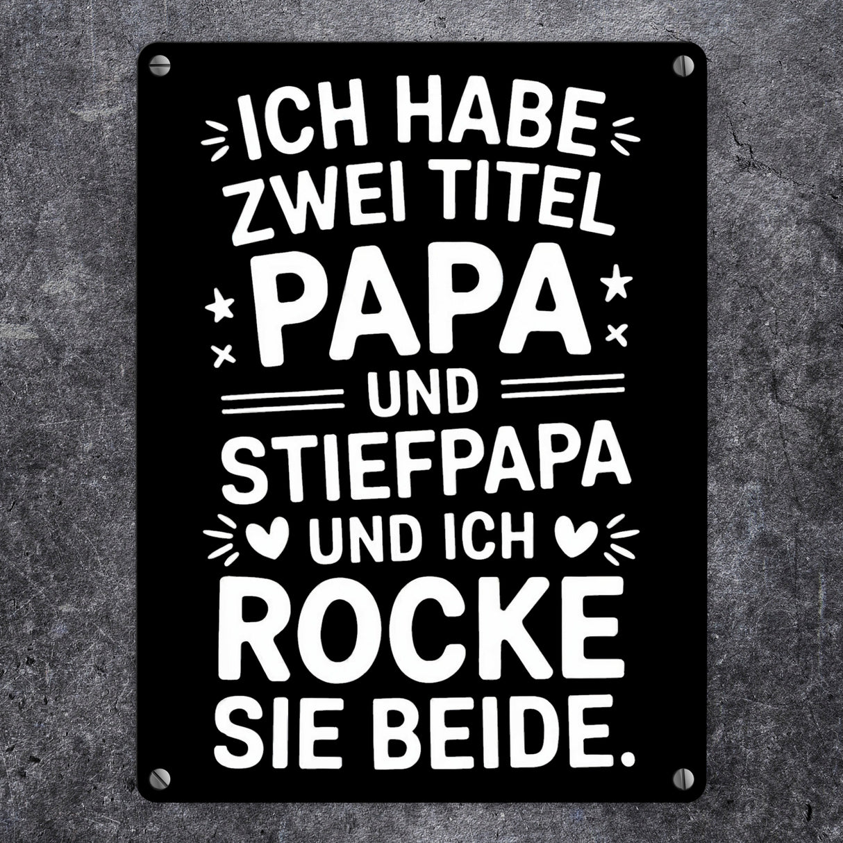 Papa und Stiefpapa Metallschild in 15x20 cm