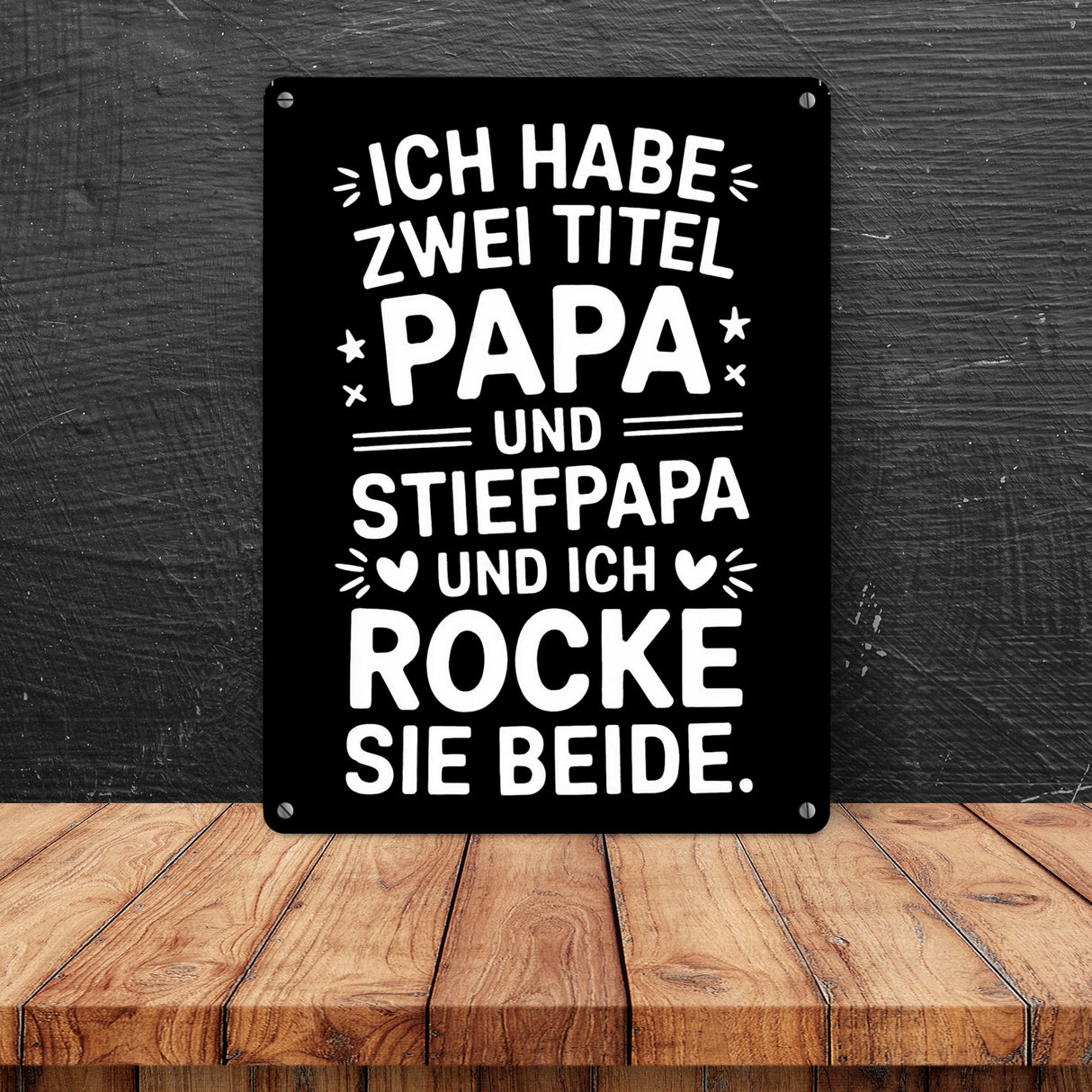 Papa und Stiefpapa Metallschild in 15x20 cm