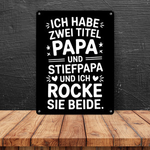 Papa und Stiefpapa Metallschild in 15x20 cm