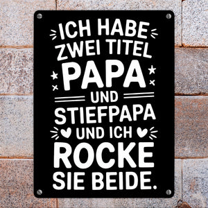 Papa und Stiefpapa Metallschild in 15x20 cm