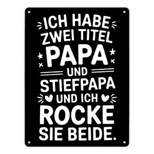 Papa und Stiefpapa Metallschild in 15x20 cm