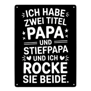 Papa und Stiefpapa Metallschild in 15x20 cm