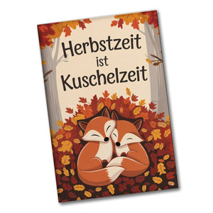 Zwei Füchse kuscheln Souvenir Souvenir Magnet - Herbstzeit ist Kuschelzeit