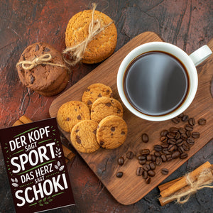 Sport vs Schokolade Souvenir Souvenir Magnet - Kopf sagt Sport Herz sagt Schoki