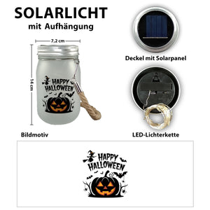 gruseliger Kürbis mit Hexe - Happy Halloween Solarlicht