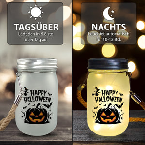 gruseliger Kürbis mit Hexe - Happy Halloween Solarlicht