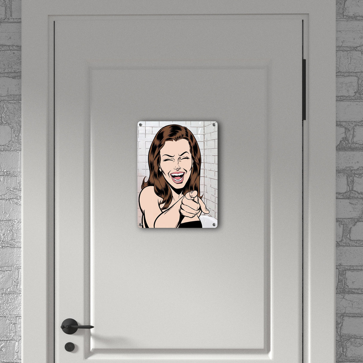 Toilettenschild lachende Frau Metallschild in 15x20 cm - perfekt für das Pissoir