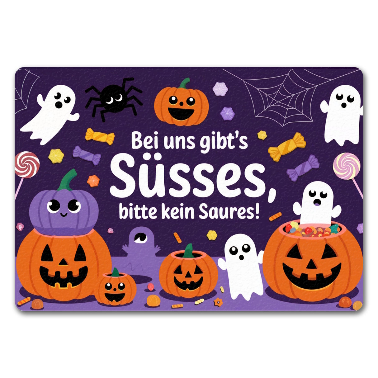 Hier gibts Süßes - Halloween Willkommen Fußmatte in 35x50 cm ohne Rand