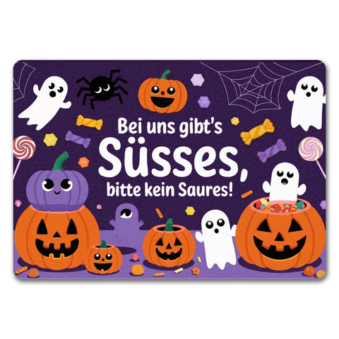 Hier gibts Süßes - Halloween Willkommen Fußmatte in 35x50 cm ohne Rand