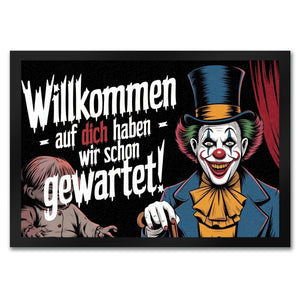 Horror Clown Fußmatte in 35x50 cm - Willkommen, auf dich haben wir schon gewartet