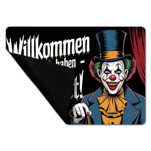 Horror Clown Fußmatte in 35x50 cm ohne Rand - Willkommen, auf dich haben wir schon gewartet