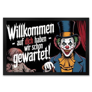 Horror Clown Fußmatte in 35x50 cm - Willkommen, auf dich haben wir schon gewartet