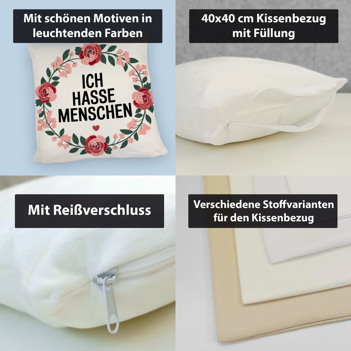 Ich hasse Menschen Blumensprache Kissen