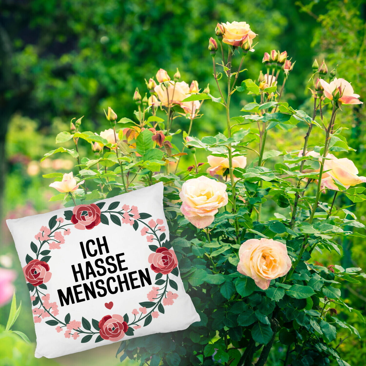 Ich hasse Menschen Blumensprache Kissen