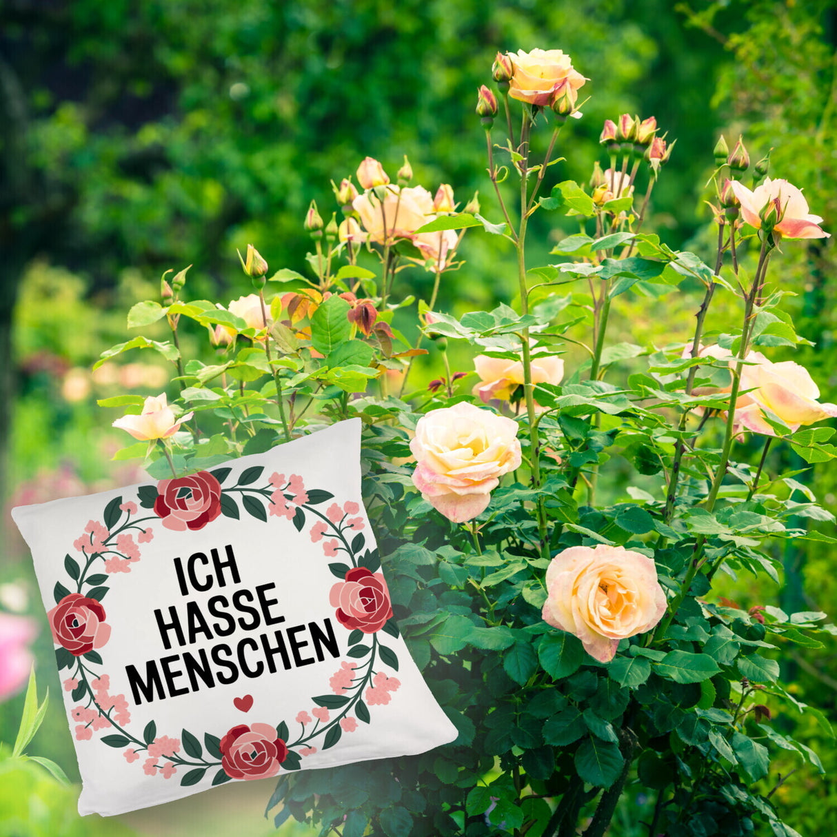 Ich hasse Menschen Blumensprache Kissen