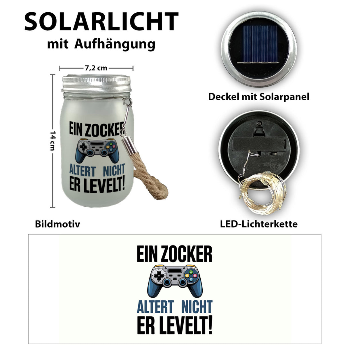 Zocker altert nicht er levelt Controller Solarlicht