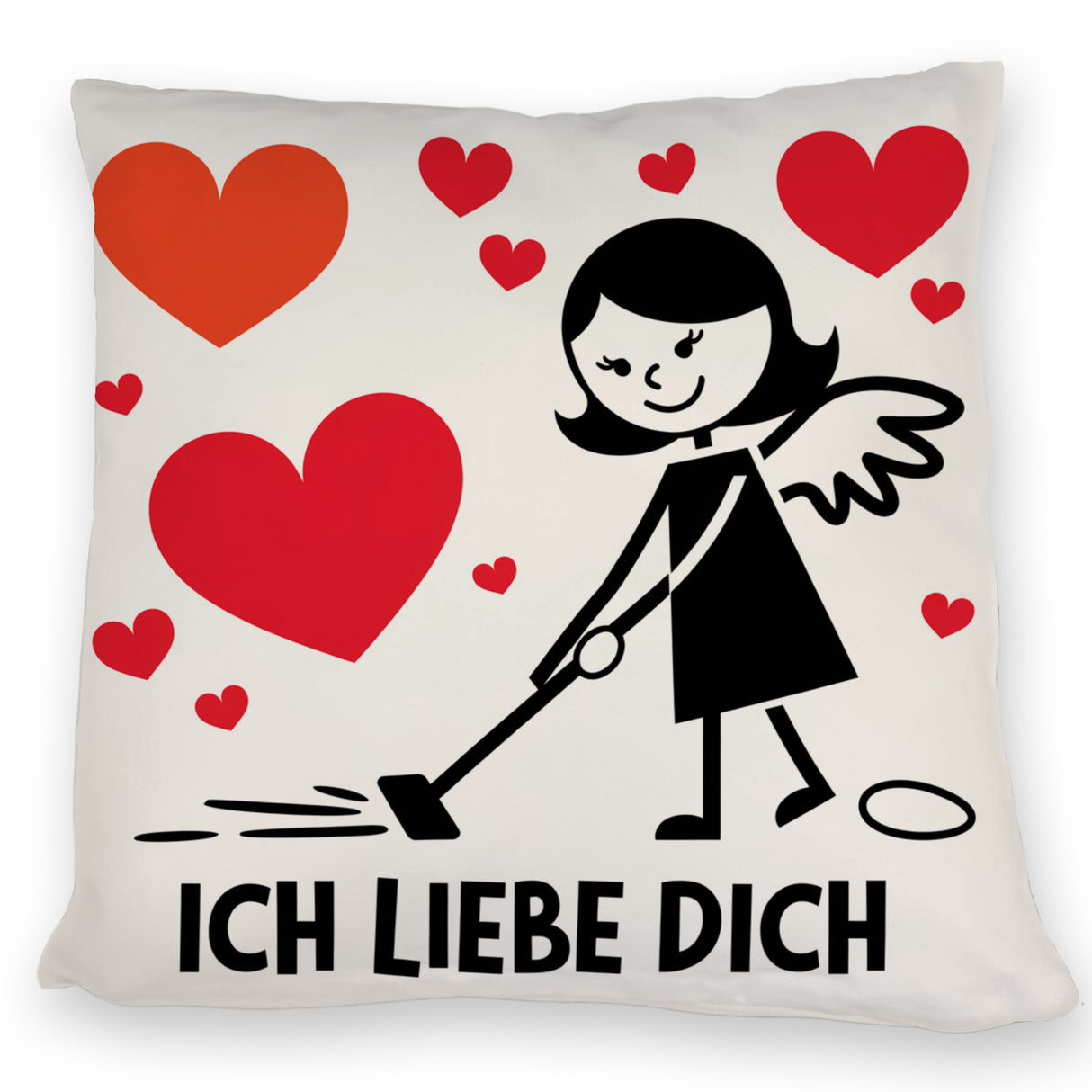 Engel beim Staubsaugen - Ich liebe dich - Kissen