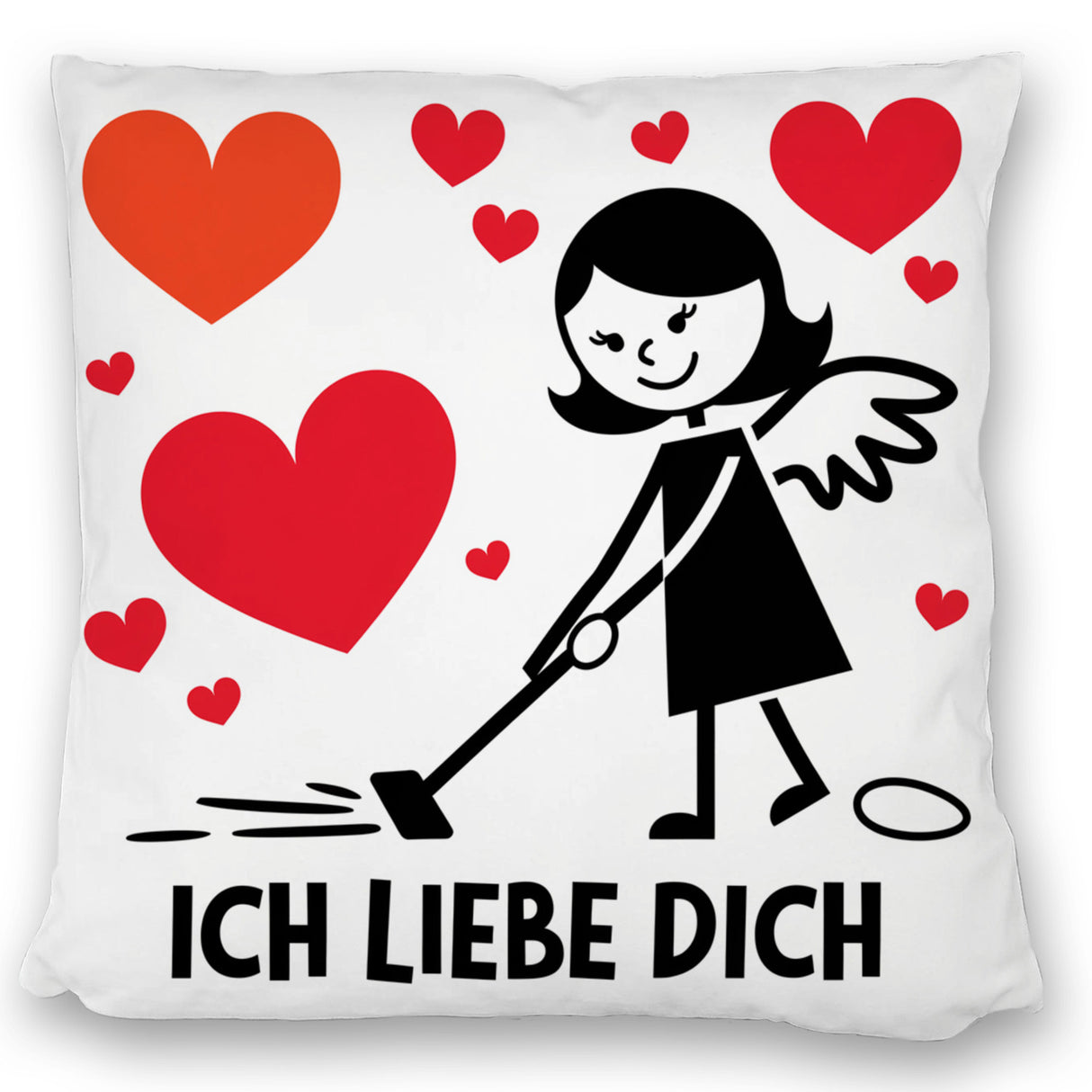 Engel beim Staubsaugen - Ich liebe dich - Kissen