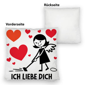 Engel beim Staubsaugen - Ich liebe dich - Kissen