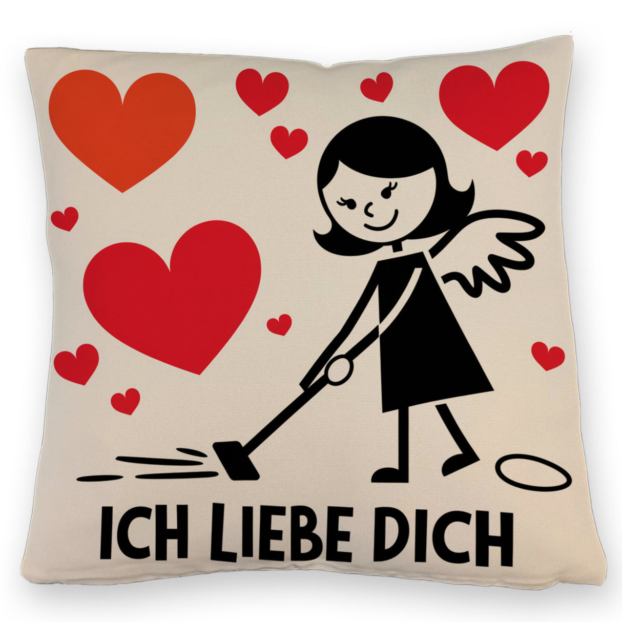 Engel beim Staubsaugen - Ich liebe dich - Kissen