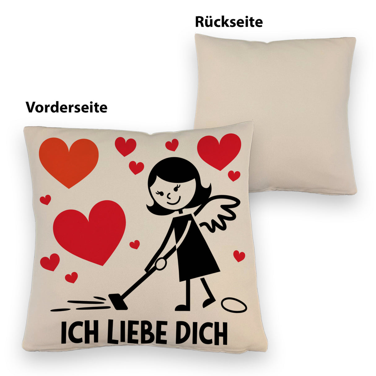 Engel beim Staubsaugen - Ich liebe dich - Kissen