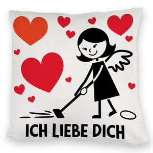 Engel beim Staubsaugen - Ich liebe dich - Kissen