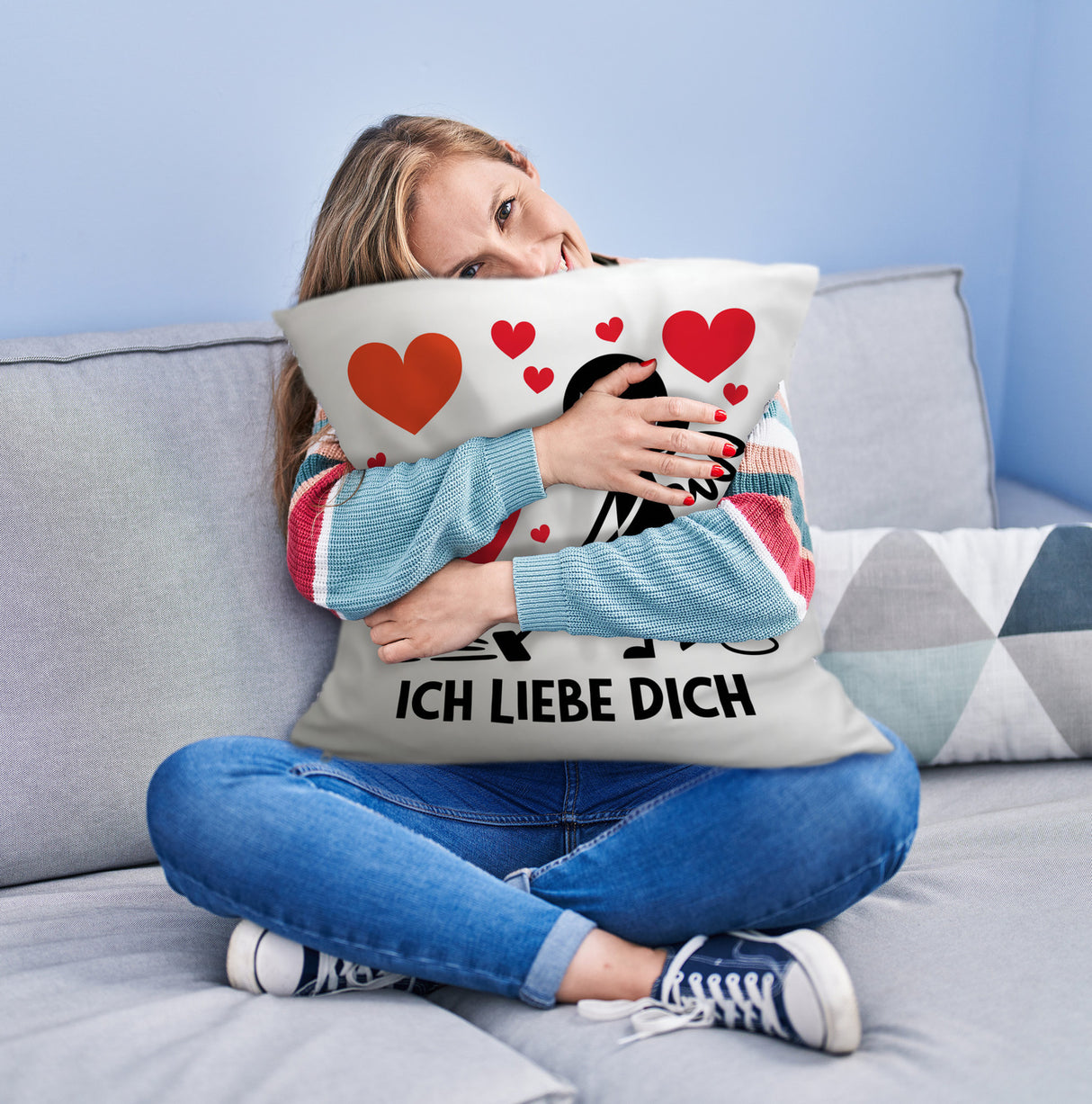 Engel beim Staubsaugen - Ich liebe dich - Kissen