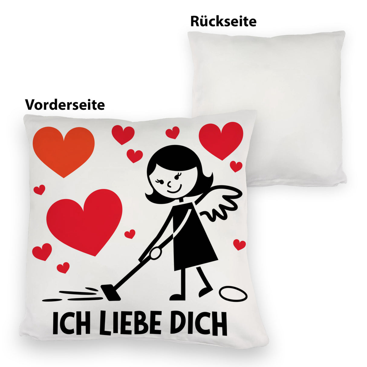 Engel beim Staubsaugen - Ich liebe dich - Kissen