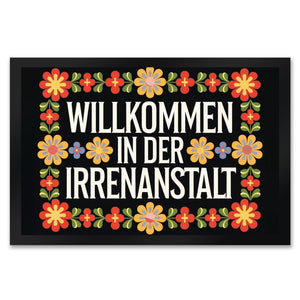 Willkommen in der Irrenanstalt Blumensprache Fußmatte in 35x50 cm im Retro-Stil