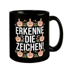 Erkenne die Zeichen Blumensprache Tasse mit Mittelfingern