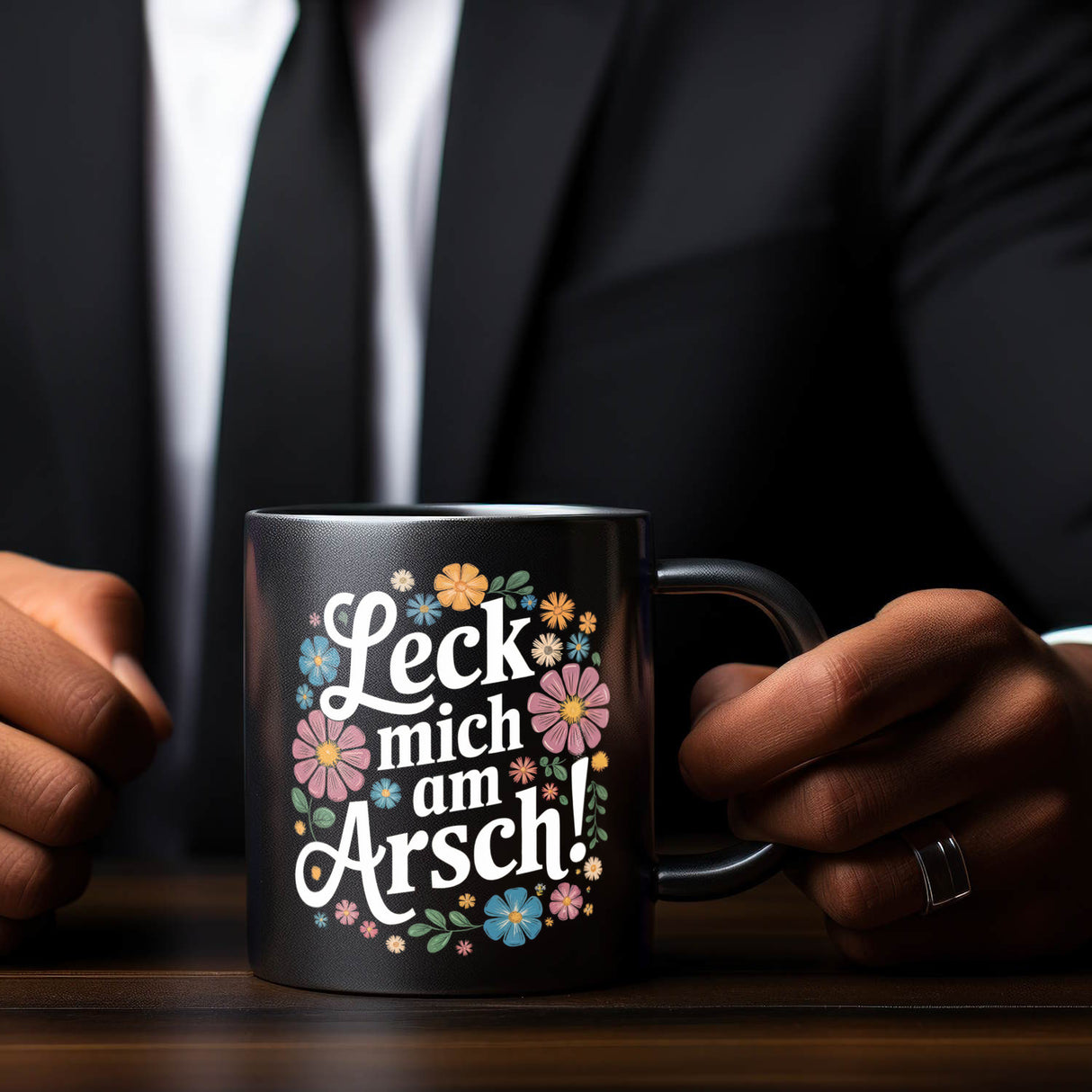 Leck mich am Arsch Blumensprache Tasse