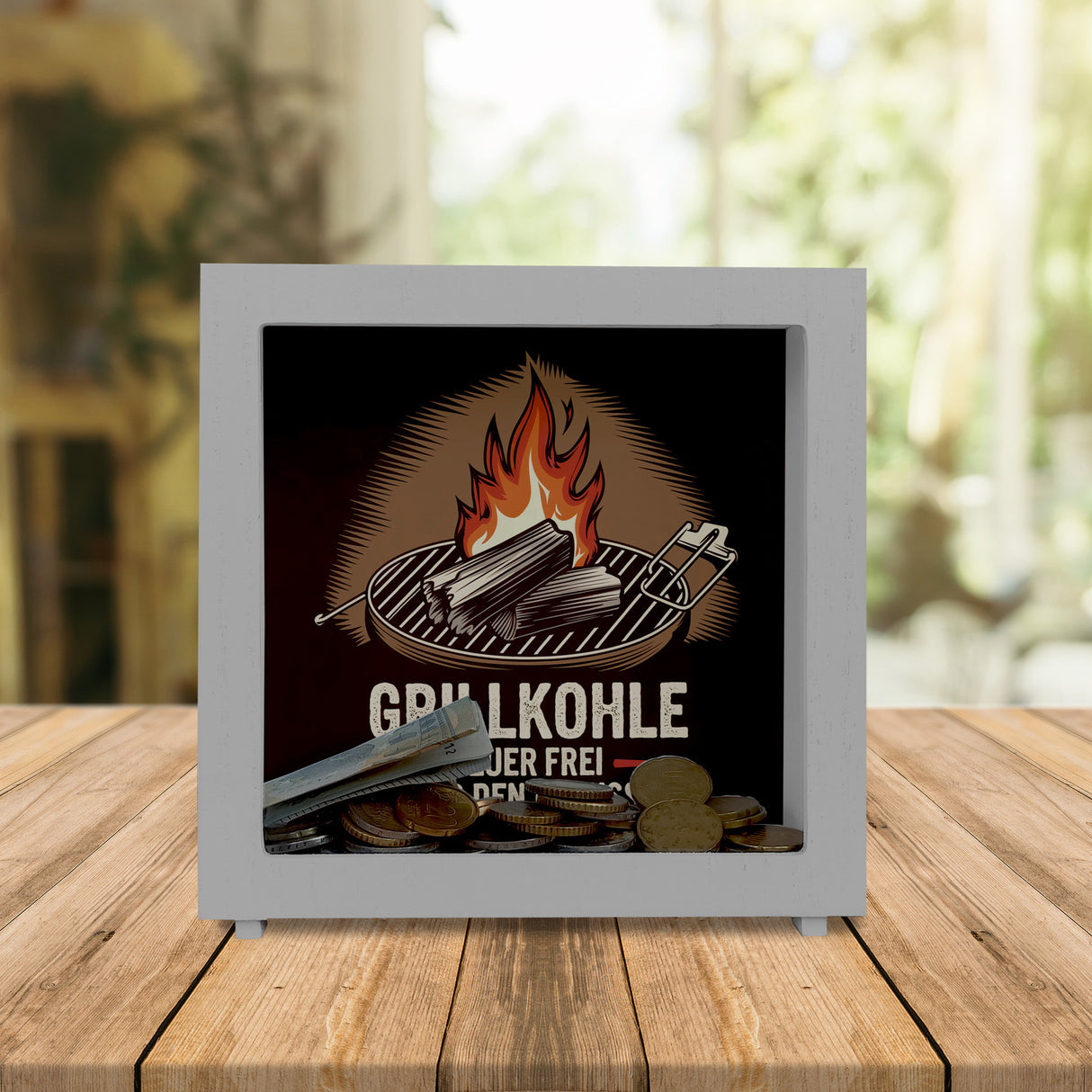 Grillkohle - Feuer frei Spardose