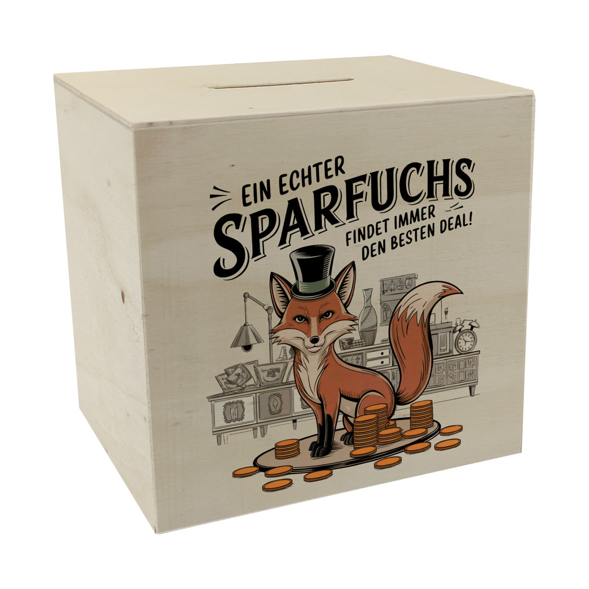 Fuchs mit Zylinder - Sparfuchs Spardose