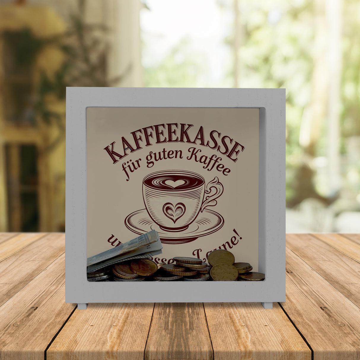 Kaffeekasse Spardose mit Kaffeebecher - Kaffeekasse für gute Laune