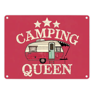 Campinganhänger - CAMPING QUEEN Metallschild in 15x20 cm