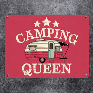 Campinganhänger - CAMPING QUEEN Metallschild in 15x20 cm