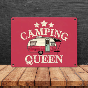 Campinganhänger - CAMPING QUEEN Metallschild in 15x20 cm