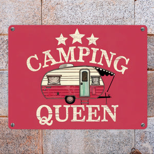 Campinganhänger - CAMPING QUEEN Metallschild in 15x20 cm