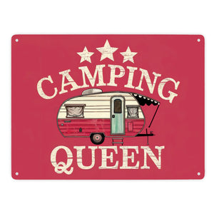 Campinganhänger - CAMPING QUEEN Metallschild in 15x20 cm