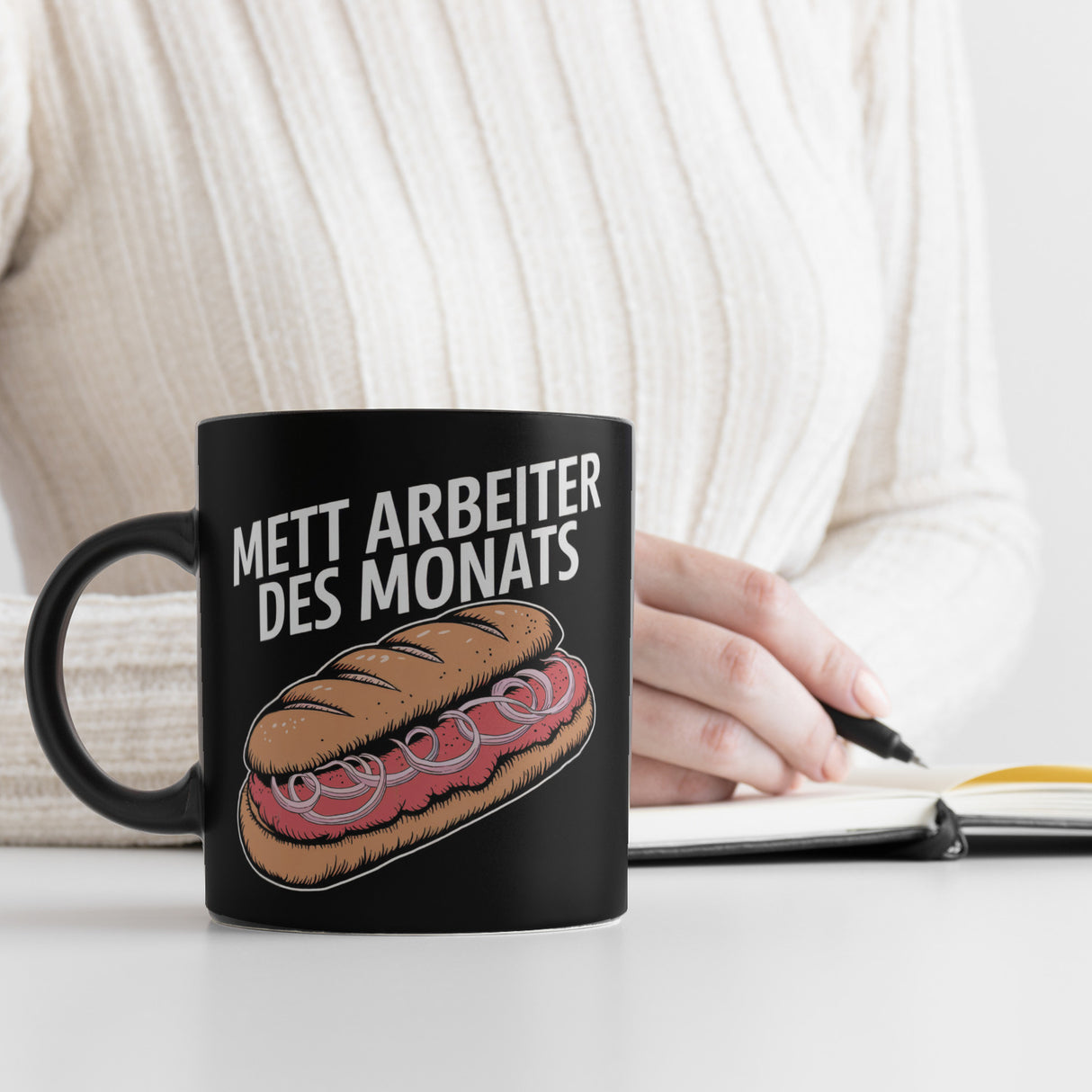 Brötchen mit Mettwurst - Mett Arbeiter des Monats Tasse