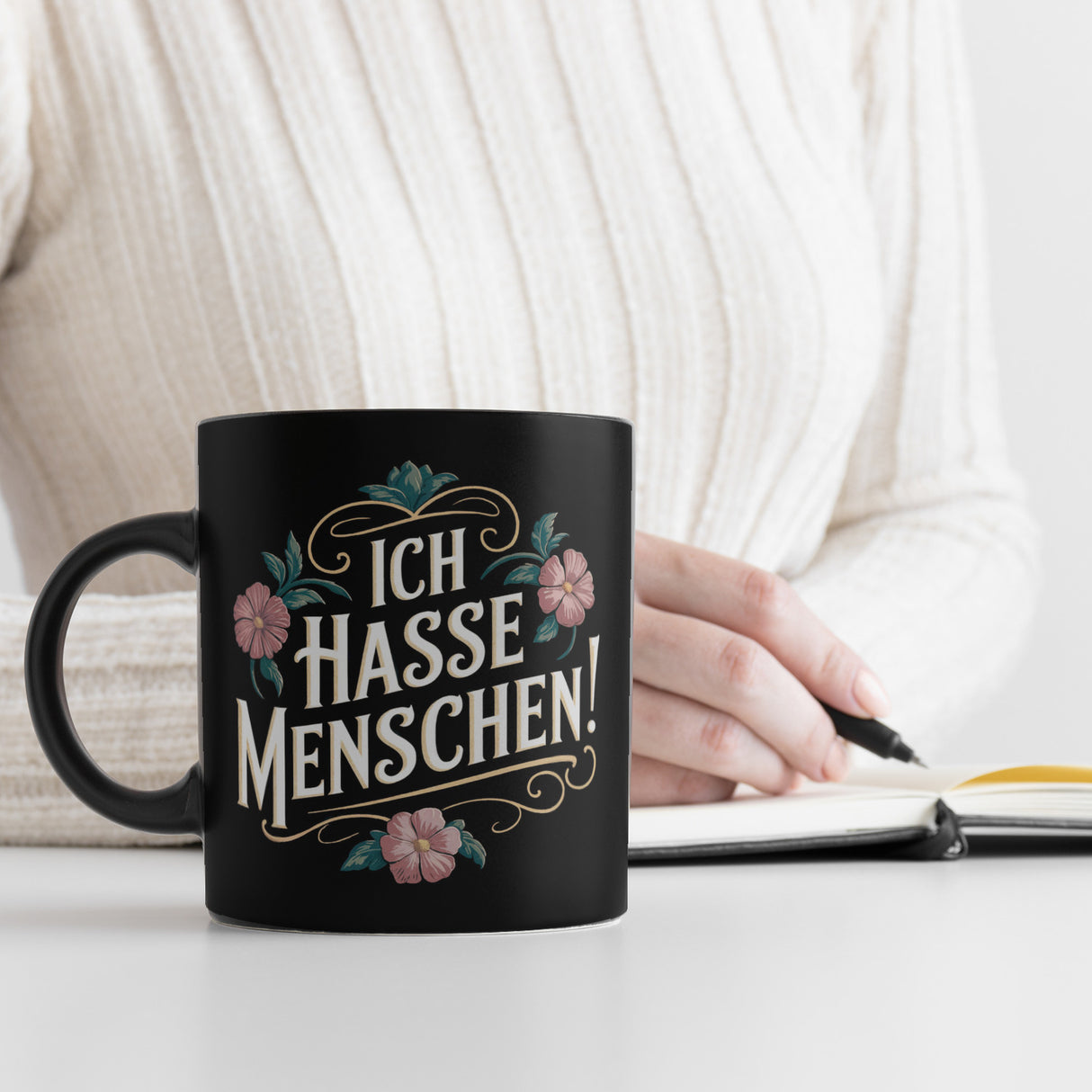 Ich hasse Menschen Blumensprache Tasse