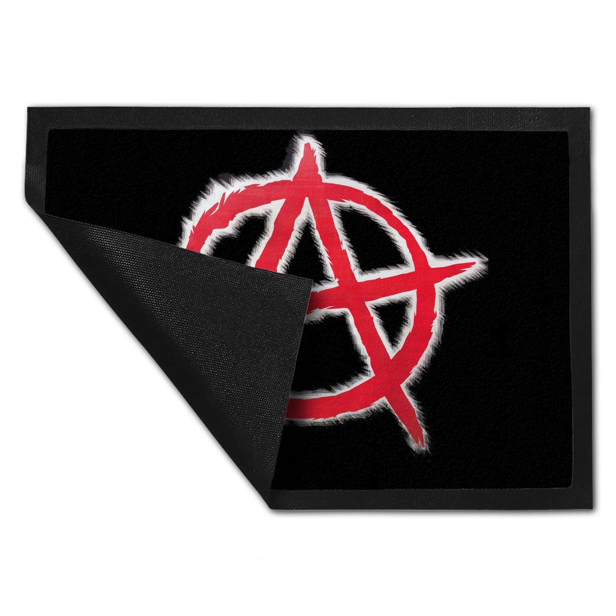 Rotes Anarchie-Symbol Fußmatte in 35x50 cm - Rebellisches Design für den Eingangsbereich