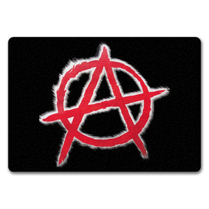 Rotes Anarchie-Symbol Fußmatte in 35x50 cm ohne Rand - Rebellisches Design für den Eingangsbereich