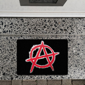 Rotes Anarchie-Symbol Fußmatte in 35x50 cm ohne Rand - Rebellisches Design für den Eingangsbereich