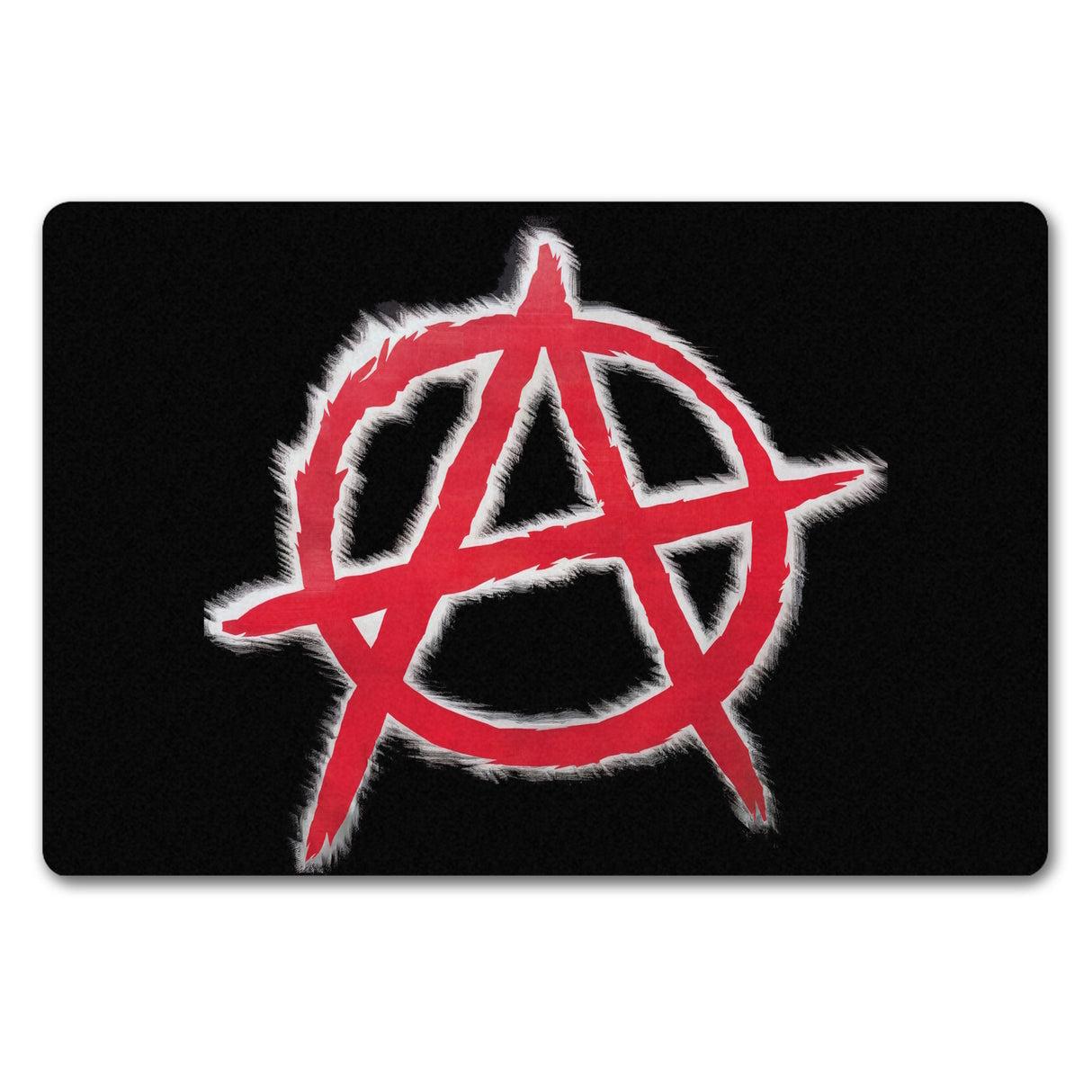 Rotes Anarchie-Symbol Fußmatte in 35x50 cm ohne Rand - Rebellisches Design für den Eingangsbereich