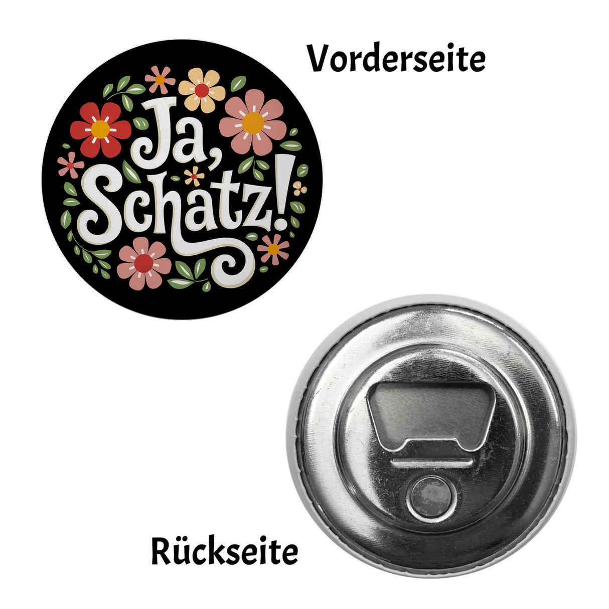 Ja Schatz Blumensprache Magnet rund