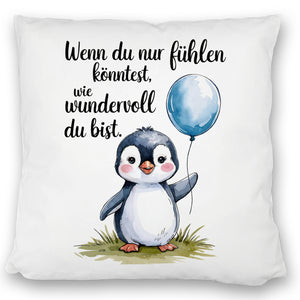 Pinguin mit Ballon - Wundervoll Kissen