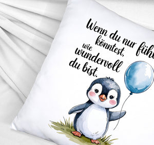 Pinguin mit Ballon - Wundervoll Kissen