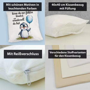 Pinguin mit Ballon - Wundervoll Kissen